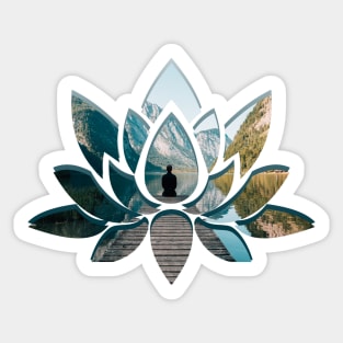 Lotus Flower Silhouette Peaceful Landscape Yoga Sticker